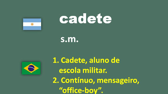 Traducción del español al portugués: palabra "cadete"