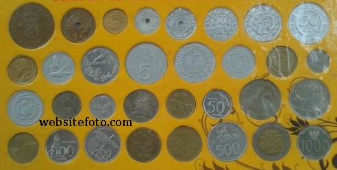 32 Uang Koin Logam Cent, Sen, dan Rupiah Indonesia Emisi Tahun 1945 - 2010