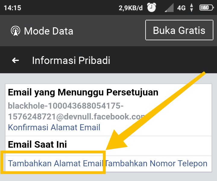 cara ganti email fb di hp