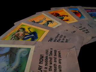 An attractive arrangement of cards from the Goosebumps Terror in the Graveyard board game.