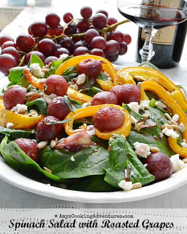Spinach Salad with Roasted Grapes FoodNFlix