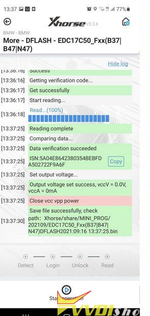 Xhorse Mini Prog Read BMW EDC17C50 ISN 5