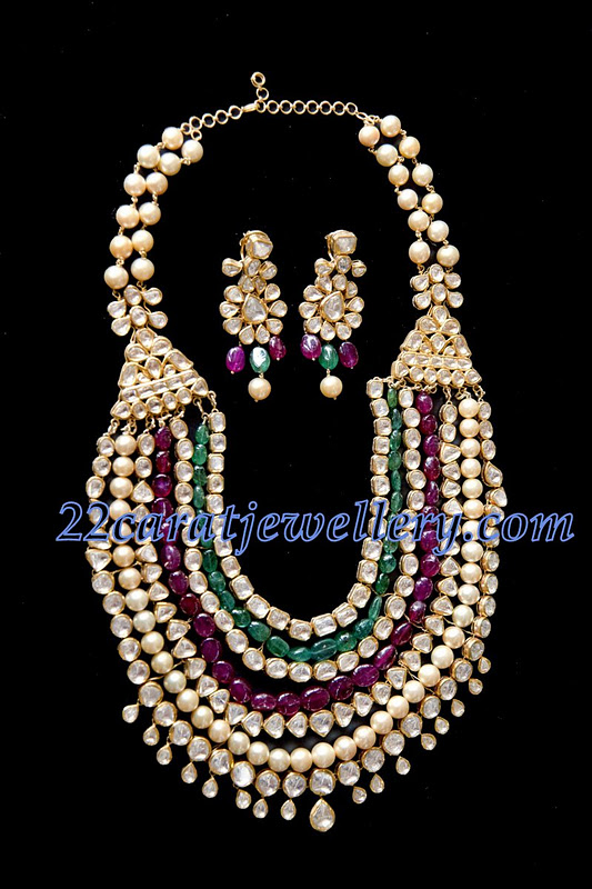 Heavy Bridal jewelry with Kundan Work Jewellery Designs