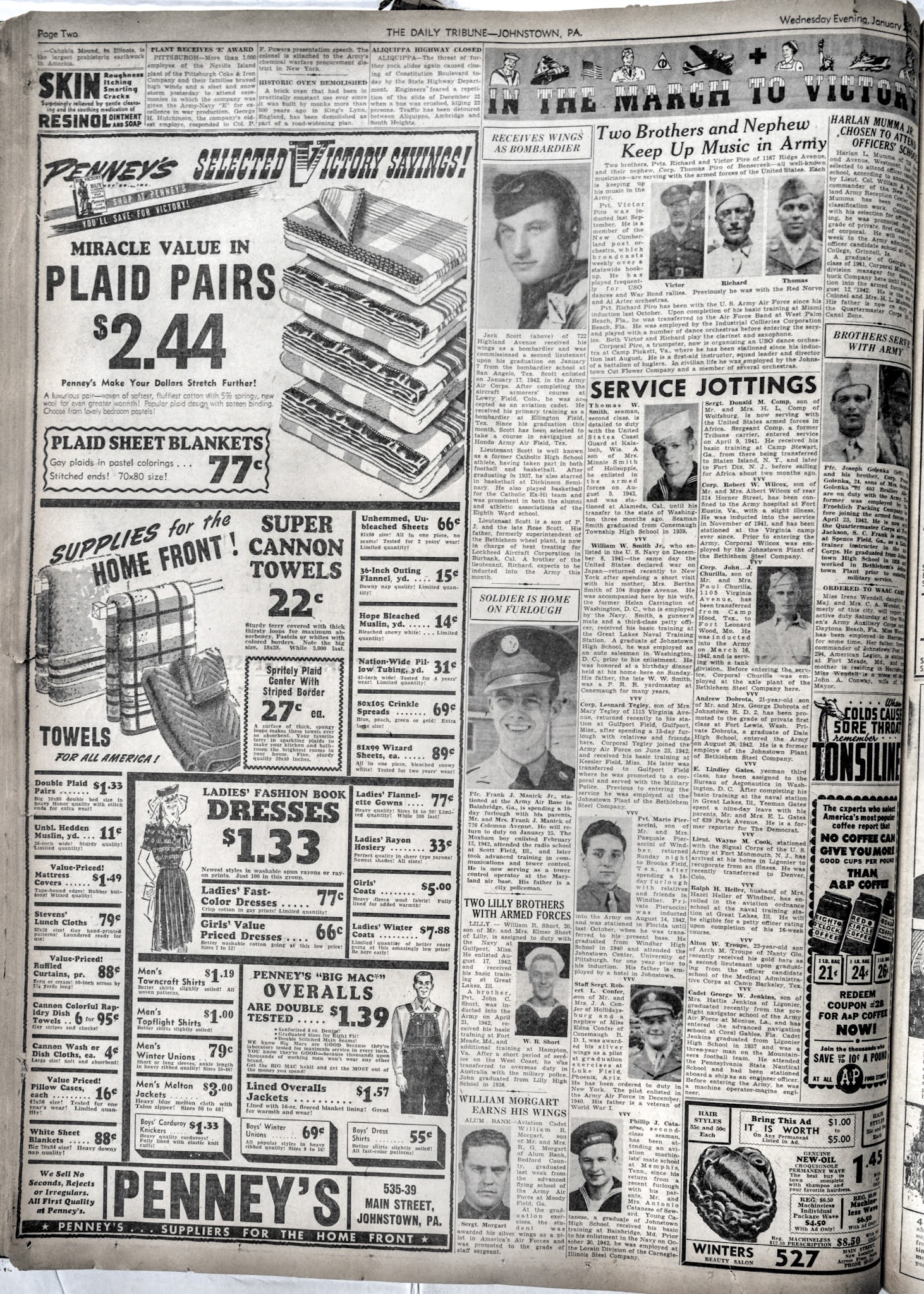 Old Johnstown Newspapers IN THE MARCH TO VICTORY 20 January 1943