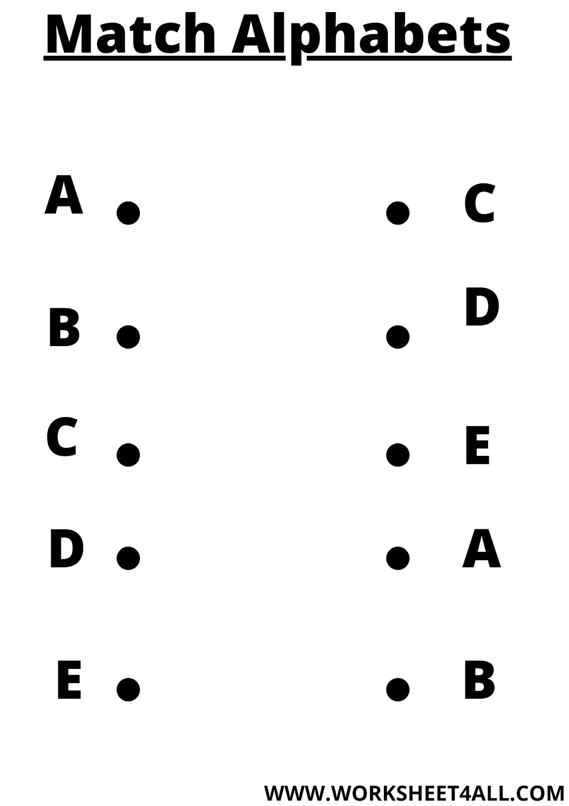 Free English Worksheets - Alphabet Matching | Worksheet4All