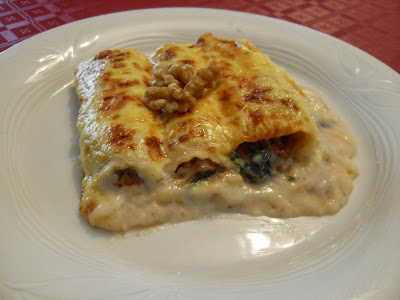 Presentación de canelones con espincas