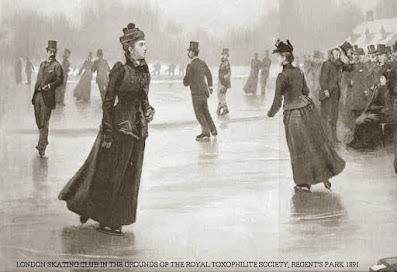 A group of English Style figure skaters at the turn of the century