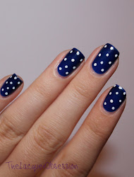 navy nails dots polka dot dark beige