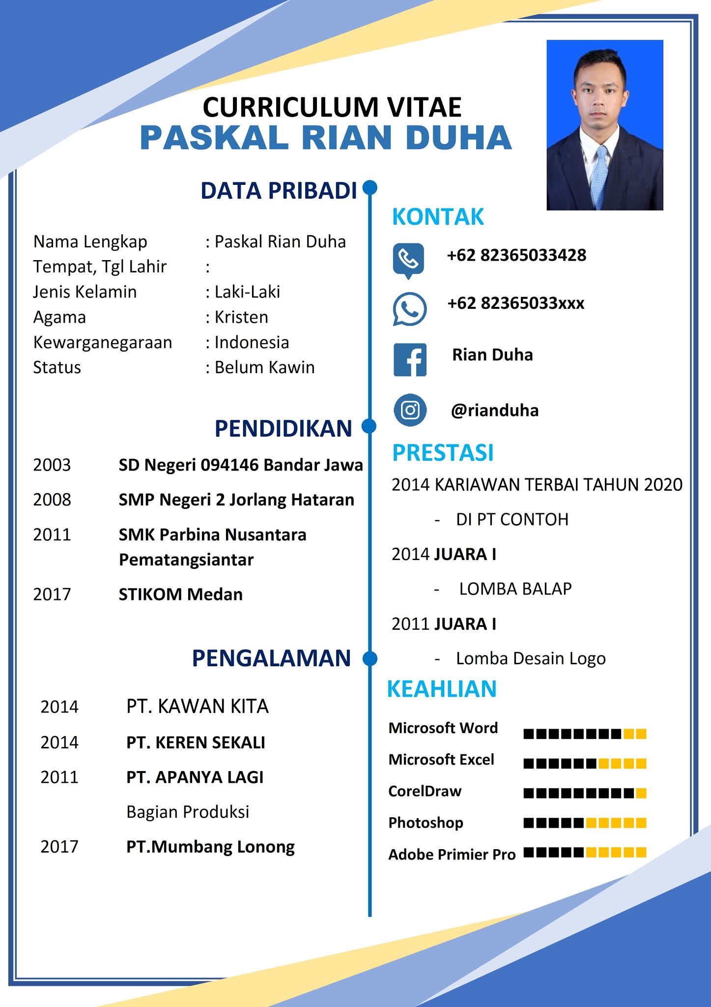 Download Gratis Template CV Lamaran Kerja Format Doc Ms Word Bisa 