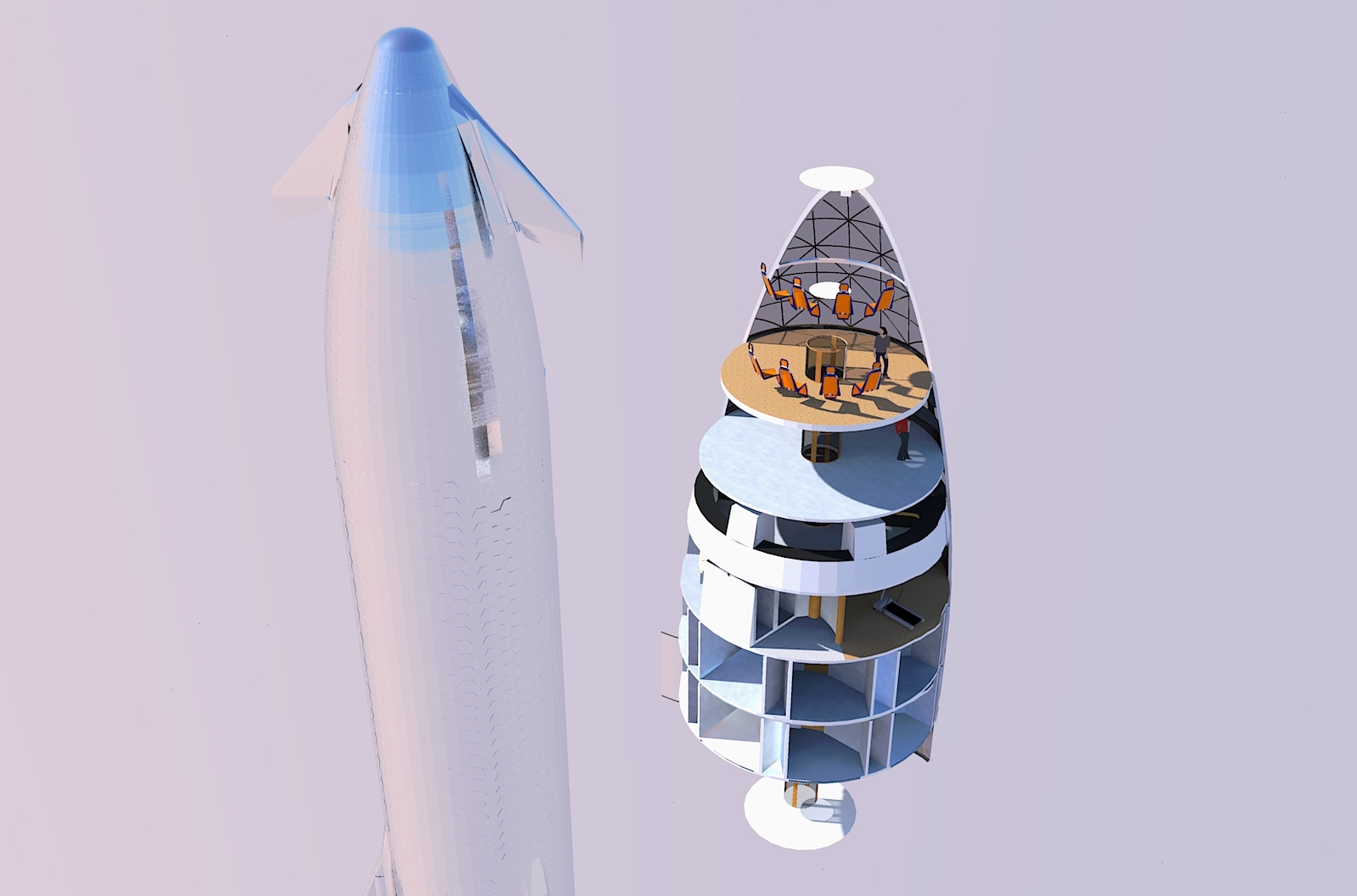 Human Mars Starship Interior