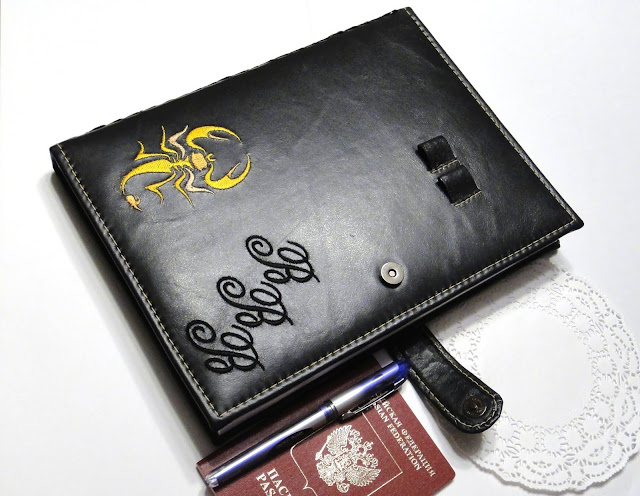 Кожаный ежедневник 2020 - подарок руководителю ручной работы. Черная шкура (овчина), формат А4