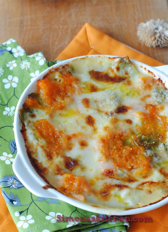 squash and gorgonzola cheese lasagna 