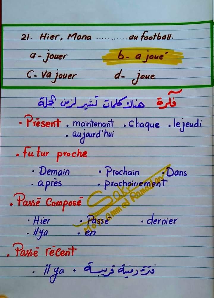 أهم ٣٠ فكرة لقواعد اللغة الفرنسية للصف الثالث الثانوى مسيو/ محمد رمضان 21