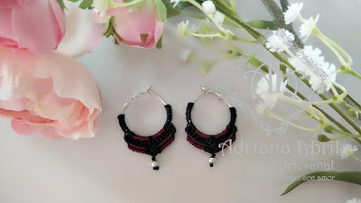 Pendientes en macramé, aros, aretes, Earrings, hoops, earrings in macramé by #AdrianaAbril