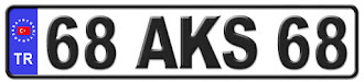 Aksaray il isminin kısaltma harflerinden oluşan 68 AKS 68 kodlu Aksaray plaka örneği