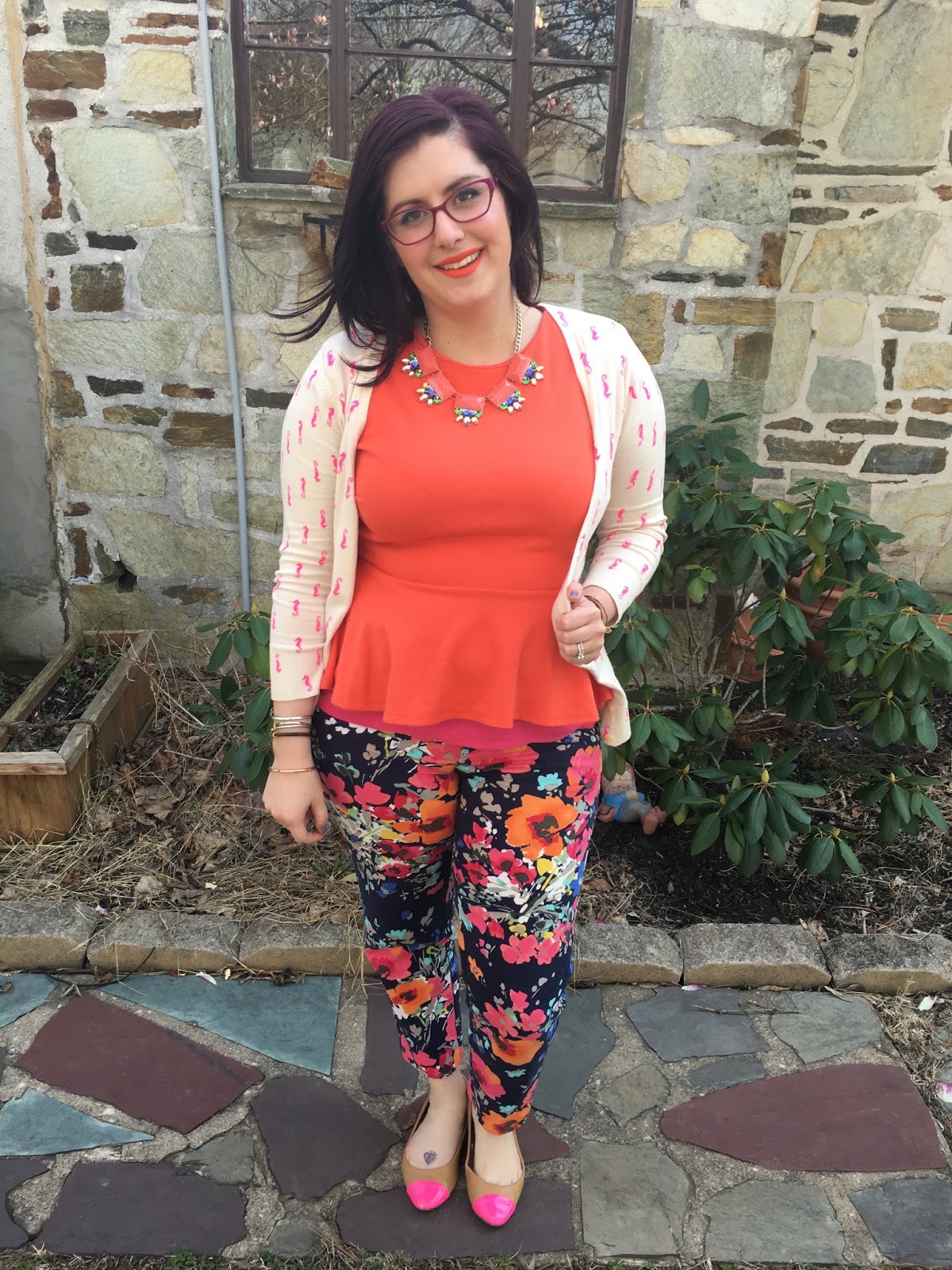 behind the leopard glasses: peplum + floral pants