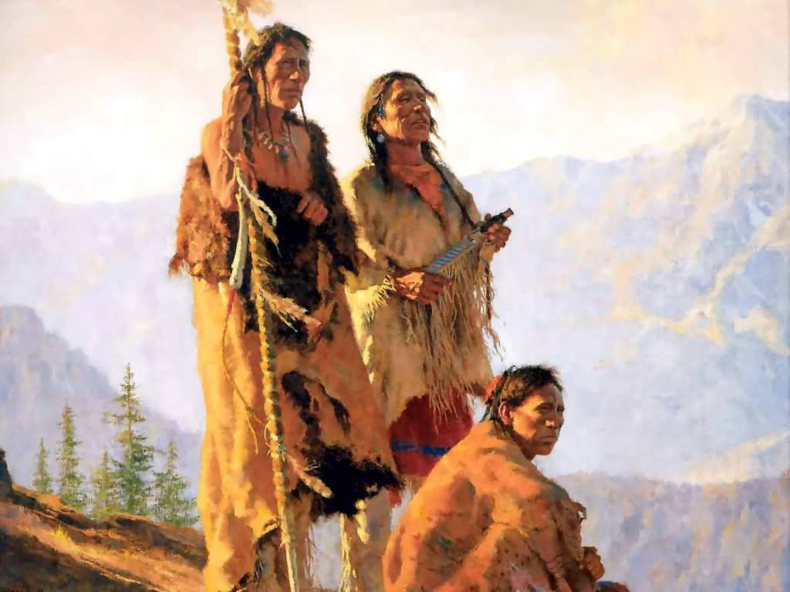 быт индейцев. художник zhou shu liang.