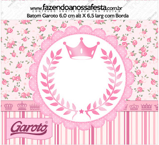 Corona Rosada en Shabby Chic: Etiquetas para Candy Bar para Imprimir Gratis.