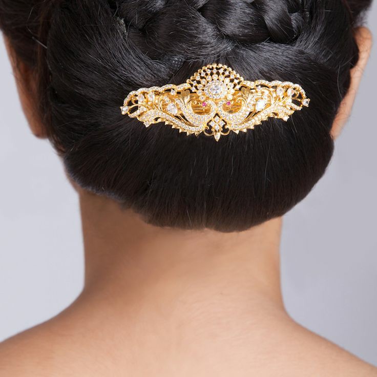 Traditional Morni Golden Jadau Pippal Patti Hair Clips  Amazel Designs