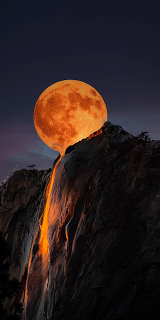 IPhone Fantasy Moon Waterfall Wallpaper