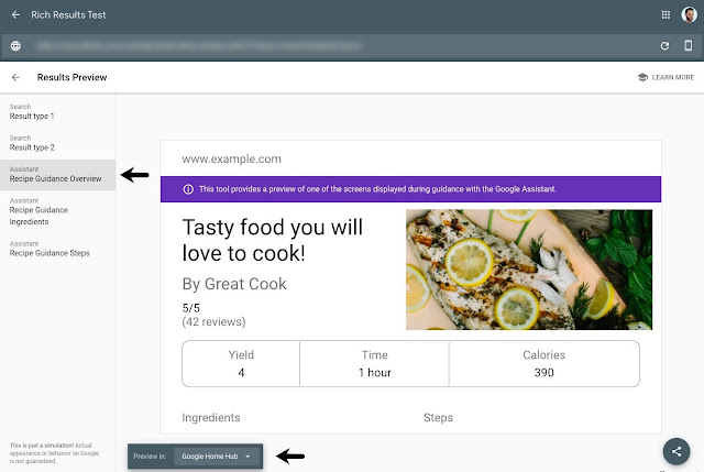 Previewing Guided Recipes in the Rich Results Test