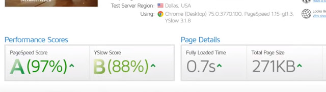 Speed Test on website in USA dreamhost