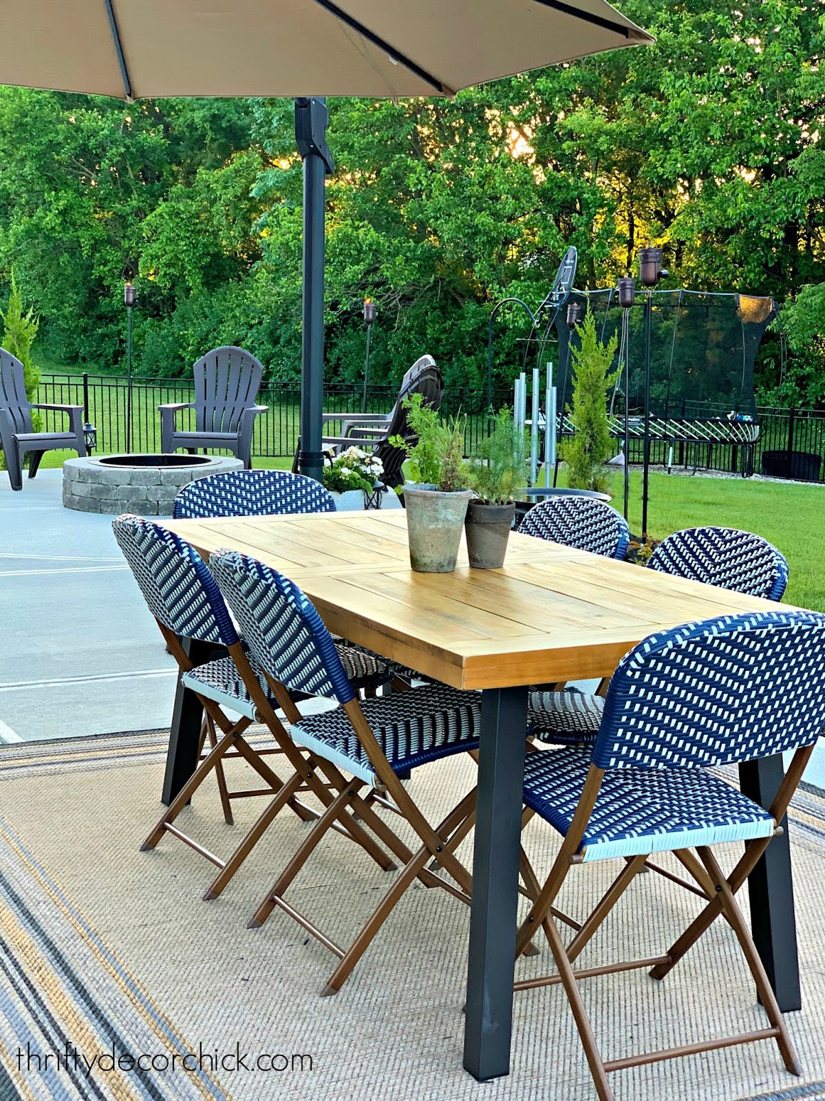 blue and white outdoor furniture