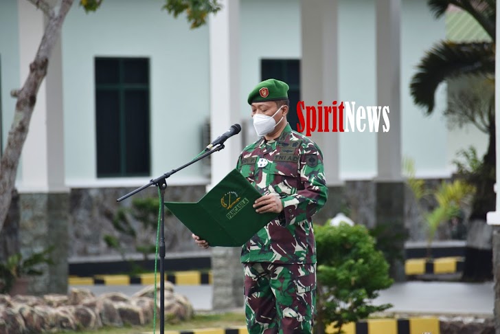 Kasrem 141/Tp, Inspektur Upacara Bendera Dan Membacakan Amanat Pangdam Hasanuddin  