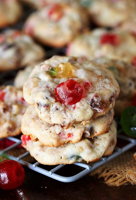 Stack of Old-Fashioned Fruitcake Cookies Image