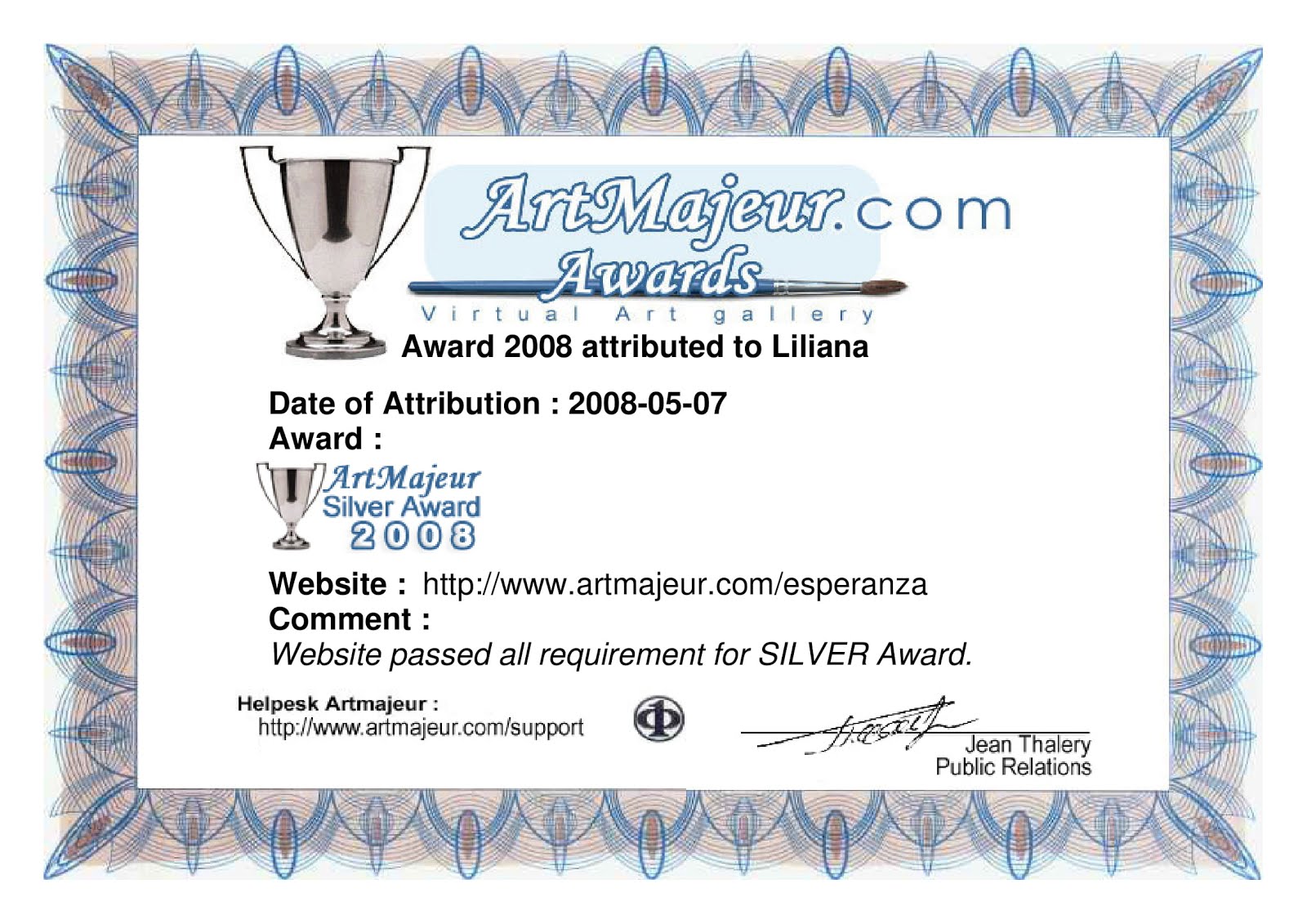 Artmajeur Silver Award 2008