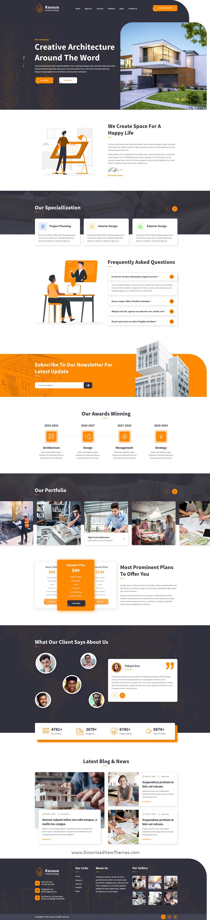 Kasuua Architect & Design site Template Download New Themes