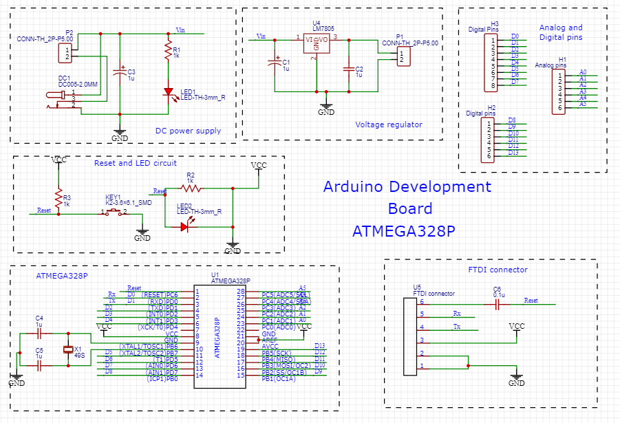 Designing Schematic of Arduino Development Board ATMEGA328P