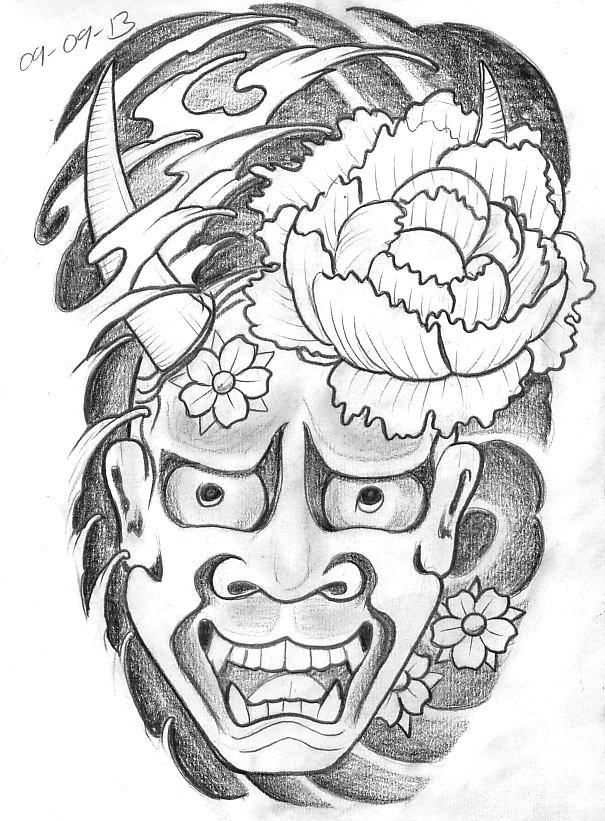 Tattoo Sketch A Day: Japanese Masks September 8th - 14th