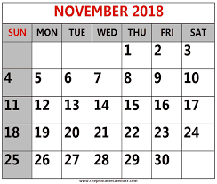 Monthly Calendar 2018