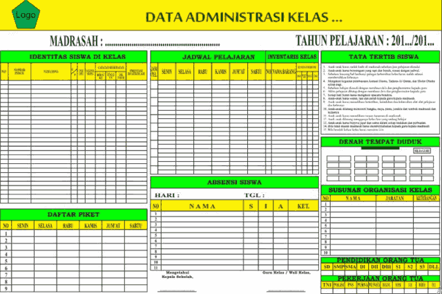 Download Desain Papan Bank Data Kelas Full Edit Simadrasah