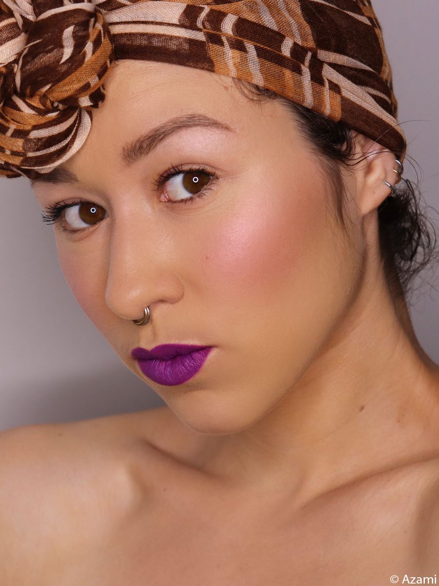 Purple Mama Makeup Look - It's Azami Paris London Makeup Artist & Beauty Blogger YouTuber - Barry M All Night Long Full Coverage Foundation - MAC Cosmetics Blush Breath of Plum & Bubbles Please Mineralize - LA Girl Pro Concealer - MUA Undress Your Skin Highlighter in Peach Diamond - Estee Lauder Pure Color Envy Multi Effects Mascara - M.A.C. Cosmetics Matte Lipstick Heroine Lip Pencil Purple Mama Makeup Look - It's Azami Paris London Makeup Artist & Beauty Blogger YouTuber - Barry M All Night Long Full Coverage Foundation - MAC Cosmetics Blush Breath of Plum & Bubbles Please Mineralize - LA Girl Pro Concealer - MUA Undress Your Skin Highlighter in Peach Diamond - Estee Lauder Pure Color Envy Multi Effects Mascara - M.A.C. Cosmetics Matte Lipstick Heroine Lip Pencil