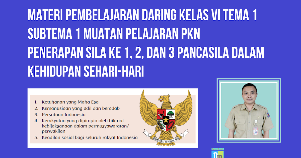 Materi Pkn Kelas Vi Tema 1 Subtema 1 Penerapan Sila 1 2 Dan 3 Pancasila Dalam Kehidupan Sehari Hari Ngiring Melajah
