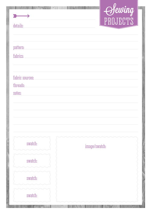 Free Printable Sewing Project Organizers
