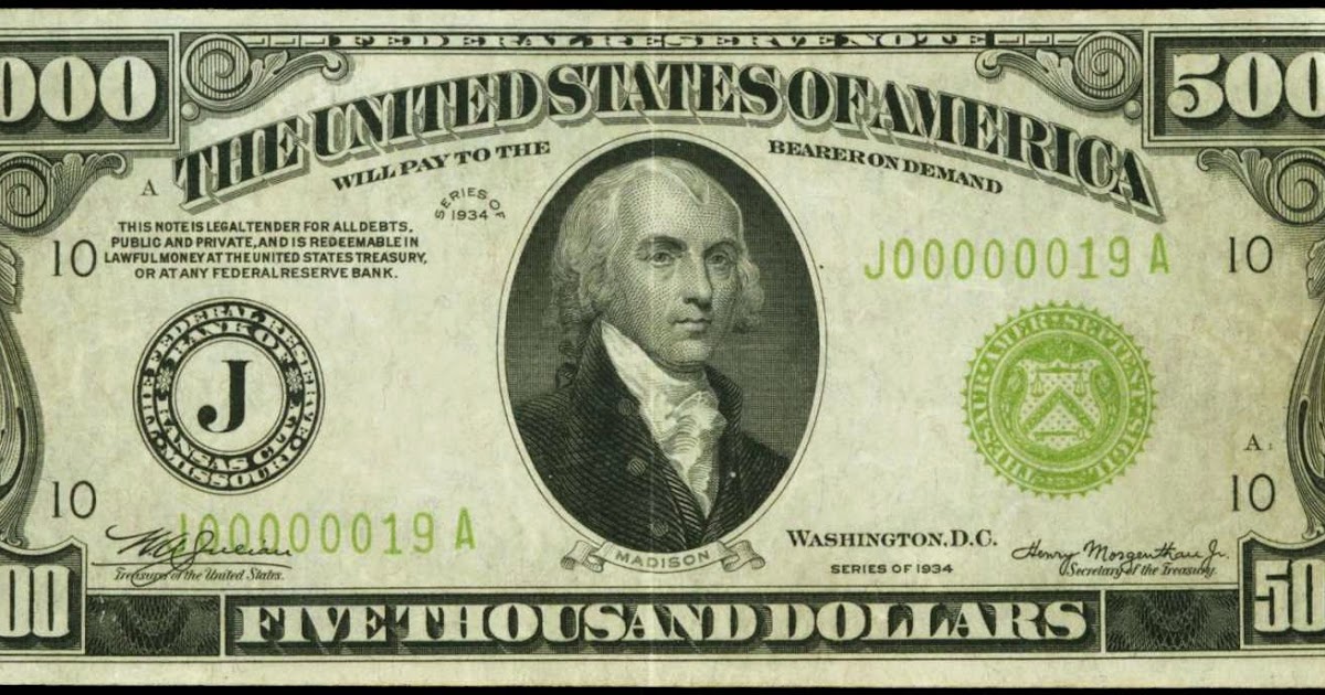 1934 Five Thousand Dollar Federal Reserve Note|World Banknotes &amp; Coins