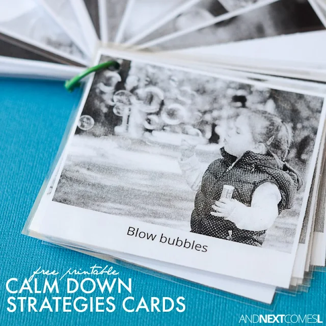 Free printable visual calm down cards for kids