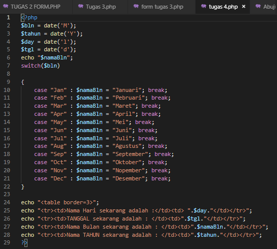 Jogil Code Statement Switch Dalam Php