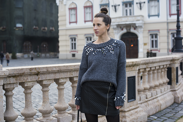 Skinny Buddha Sequin Knit Sweater