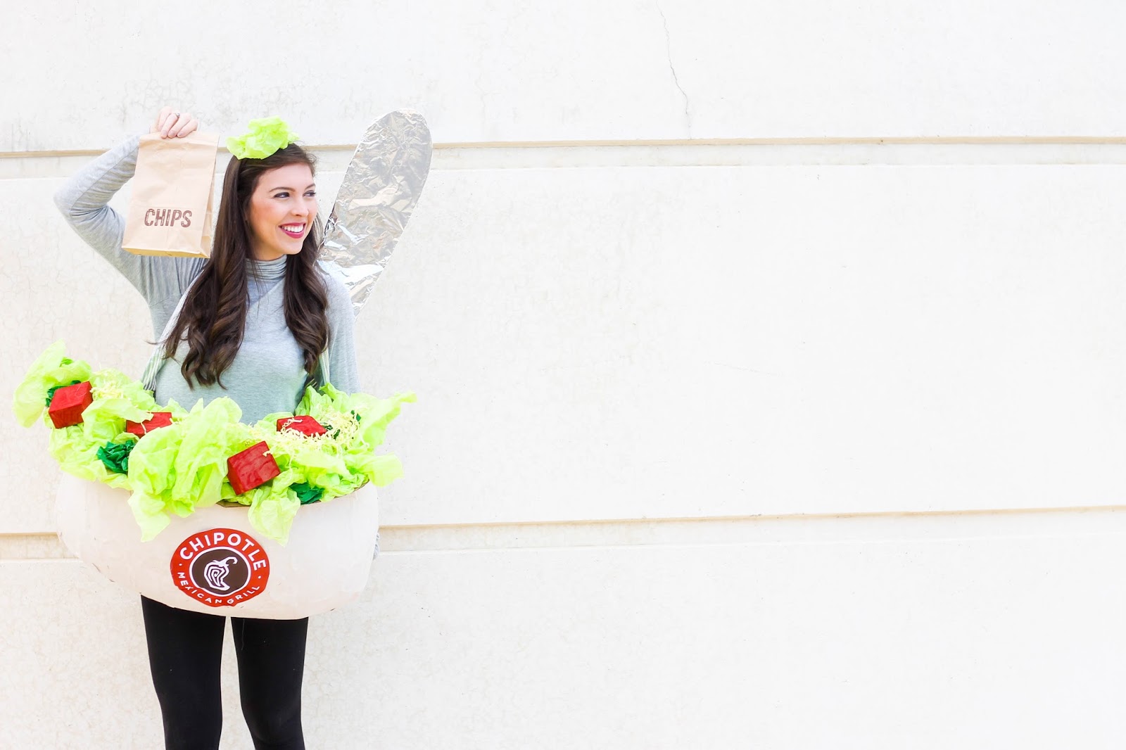 Chipotle Halloween costume, Chipotle bowl costume, Chipotle burrito costume, Halloween Costume Idea, Best Halloween Costume, Best DIY Halloween Costume, Creative Halloween Costume, Pretty in the Pines Halloween Costume