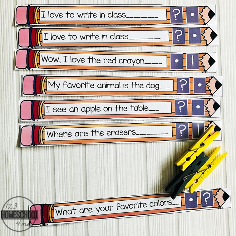 Ending Punctuation Pencil Clip Cards