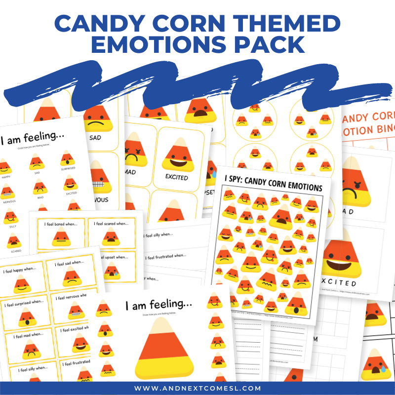 Candy corn themed Halloween emotions activities