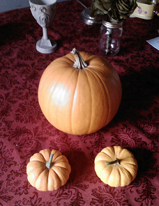 2 mini, 1 medium-sized pumpkin