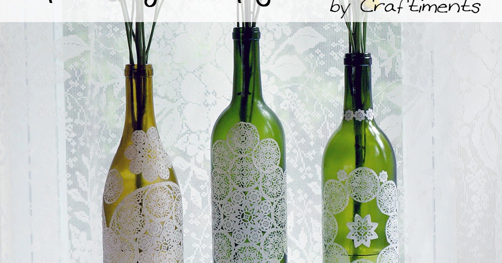Craftiments Paper Doily Decoupaged Bottle Tutorial