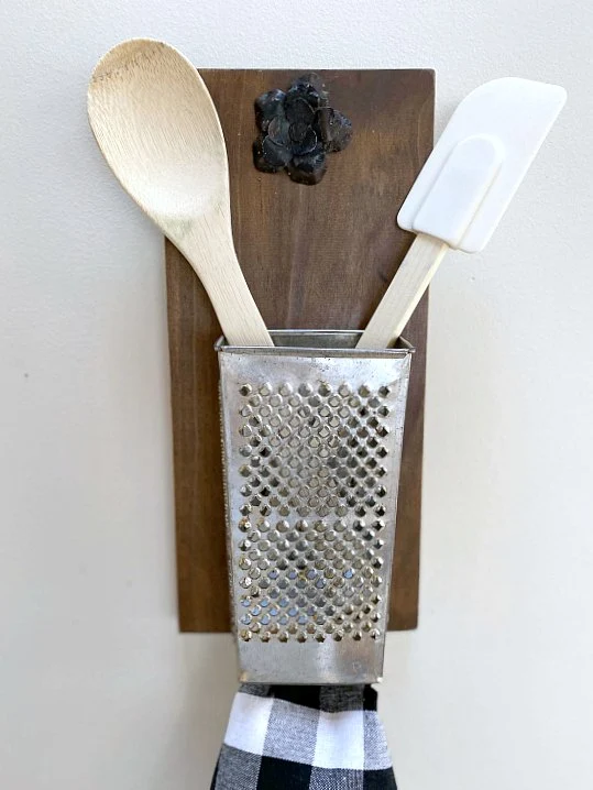 Antique cheese grater kitchen organizer