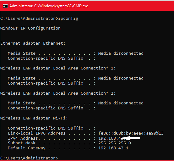 find ip address in command prompt