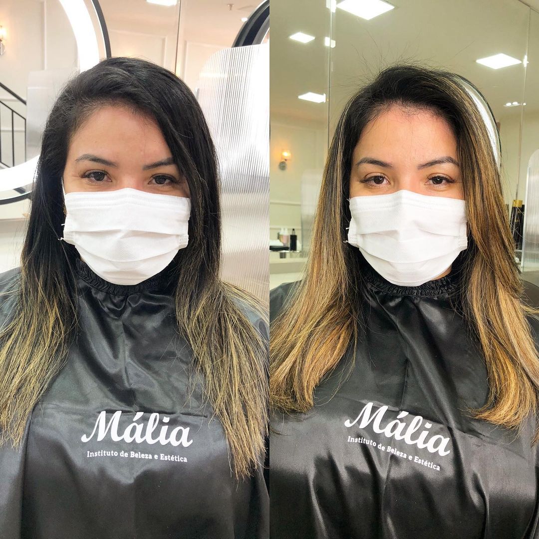 Antes e depois: morena iluminada